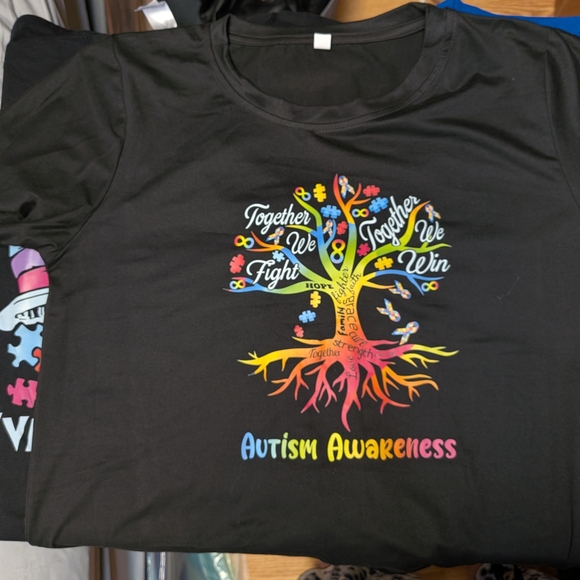 Support Autism Black Short Sleeve Tee - Colorful Puzzle Design. This is a bundle - Picture 3 of 3